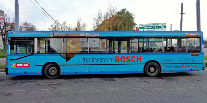 Реклама на автобусі для Профіцентру BOSCH